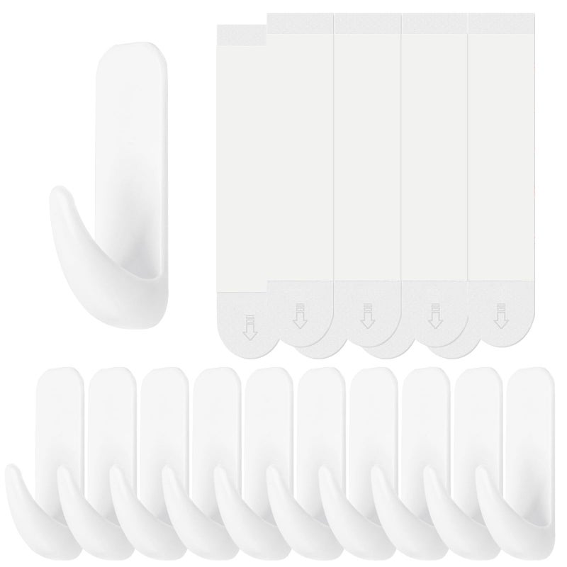 Sinfuo Wall Hooks for Hanging 10 Large Hooks, Heavy Duty Wall Hooks with 10 Strips, Damage Free Adhesive Hooks for Key Holder, Coat, Door, Shower Hanging - Image 1